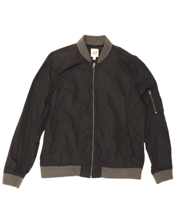 Gap Mens Bomber Jacket UK 40 Large Black Nylon