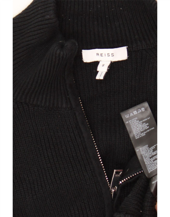 Reiss Mens Cardigan Sweater Small Black Cotton