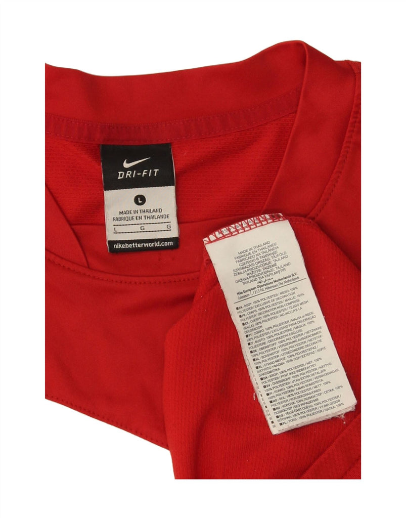NIKE Mens Dri Fit T-Shirt Top Large Red Colourblock Polyester Vintage Nike and Second-Hand Nike from Messina Hembry 