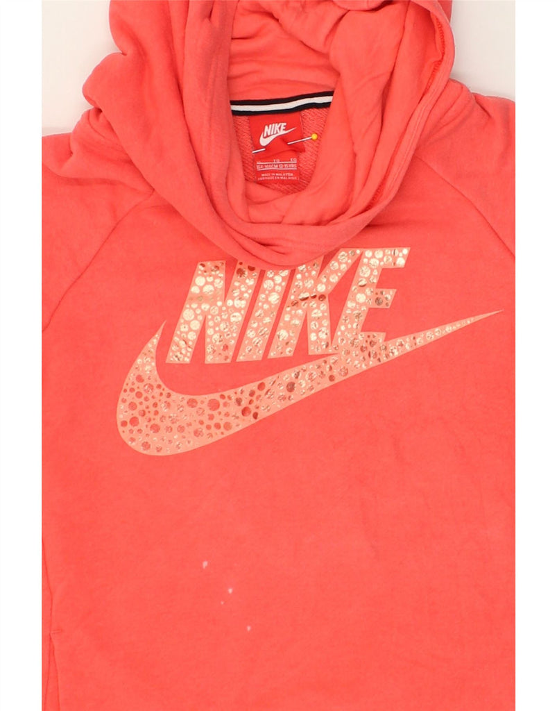 NIKE Girls Graphic Hoodie Jumper 13-14 Years Red Cotton | Vintage Nike | Thrift | Second-Hand Nike | Used Clothing | Messina Hembry 