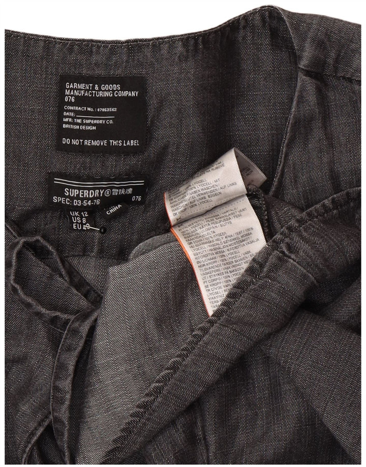 Superdry Womens Long Sleeve A-Line Dress UK 12 Medium  Grey Lyocell