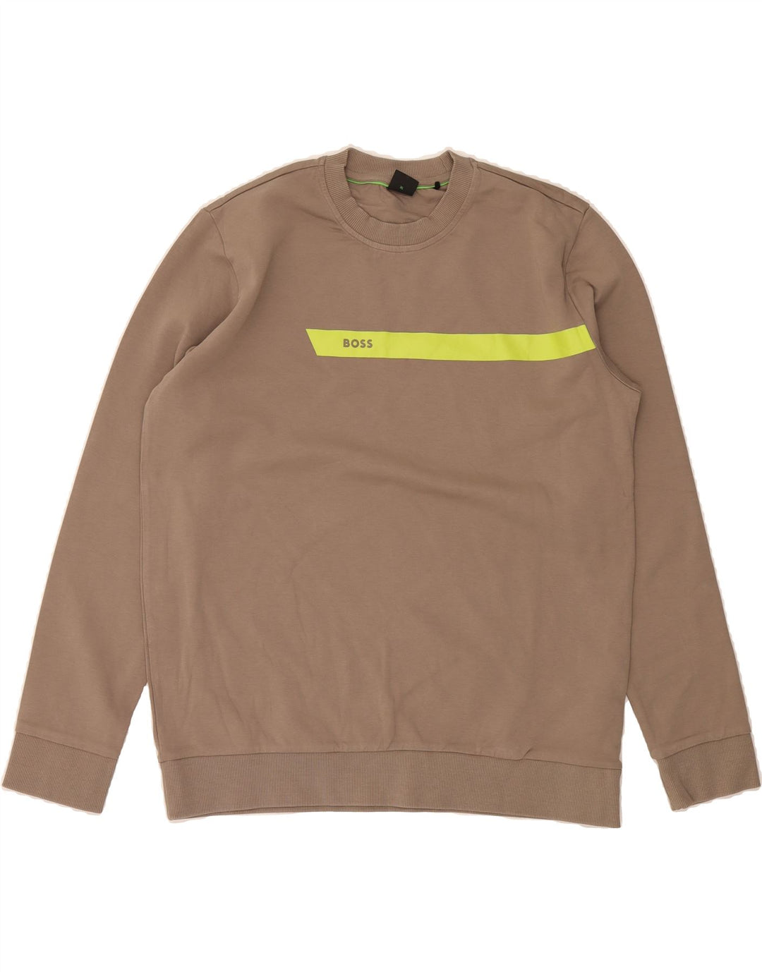 HUGO BOSS Mens Sweatshirt Jumper XL Brown Colourblock Cotton Vintage Hugo Boss and Second-Hand Hugo Boss from Messina Hembry 