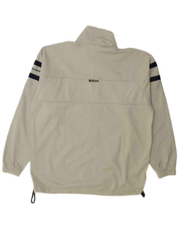Asics Mens Tracksuit Top Jacket Medium Beige Colourblock Polyester