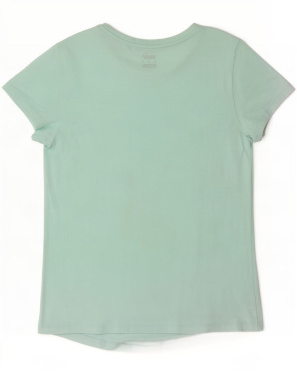 Puma Womens Graphic T-Shirt Top UK 12 Medium Turquoise Cotton