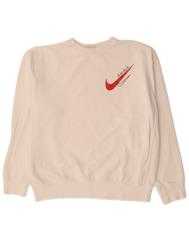 NIKE Mens Sweatshirt Jumper Medium Off White Cotton