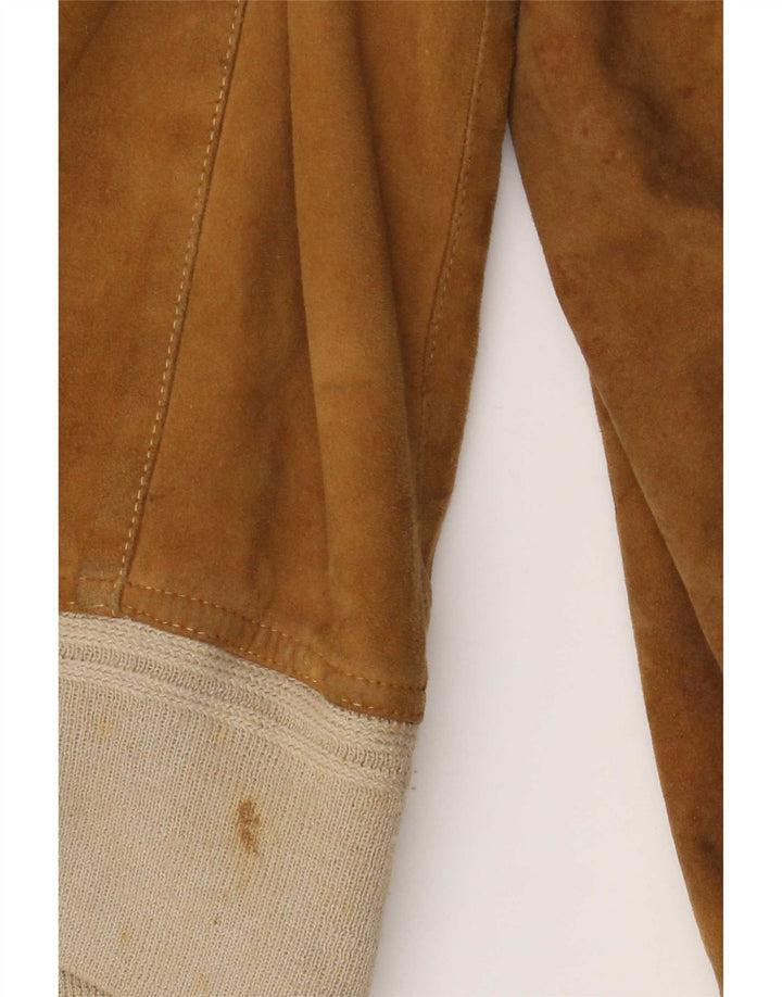 Vintage Mens Suede Bomber Jacket IT 52 XL Beige Leather