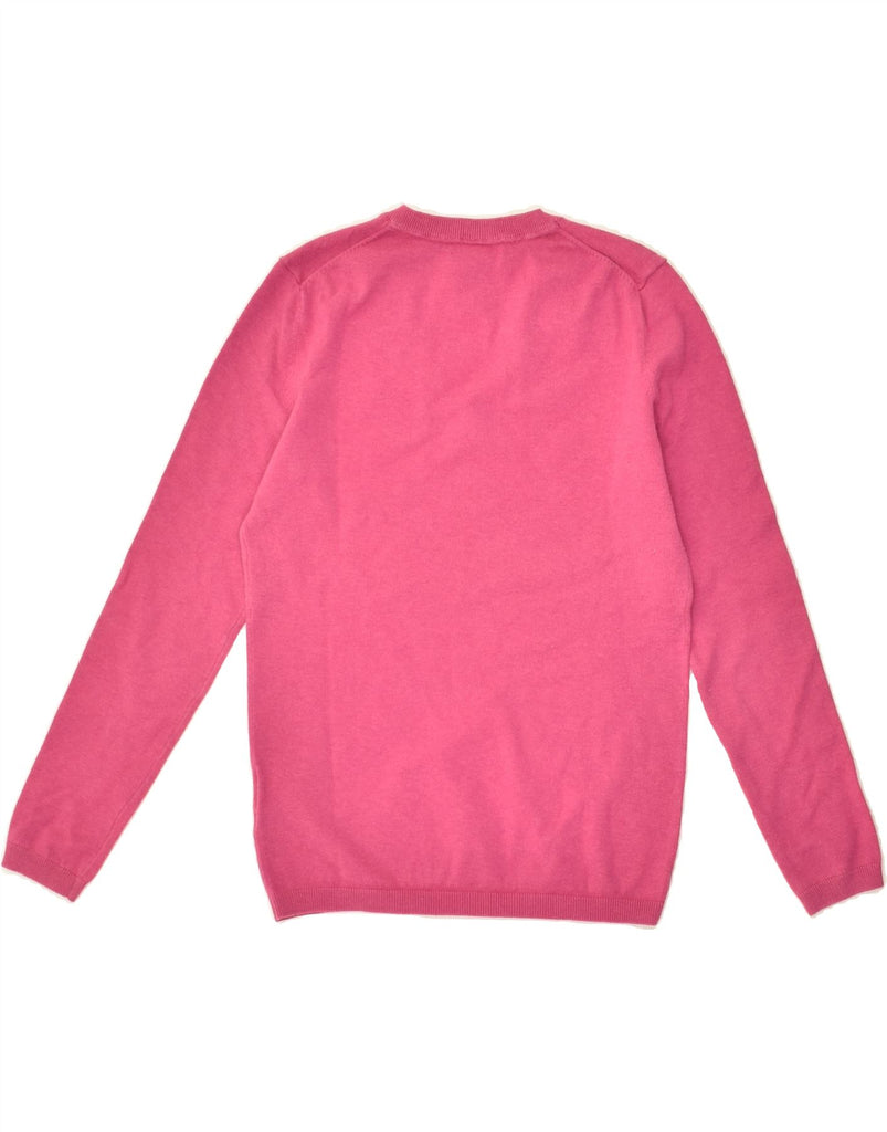 TOMMY HILFIGER Womens V-Neck Jumper Sweater UK 4 XS Pink Cotton | Vintage Tommy Hilfiger | Thrift | Second-Hand Tommy Hilfiger | Used Clothing | Messina Hembry 