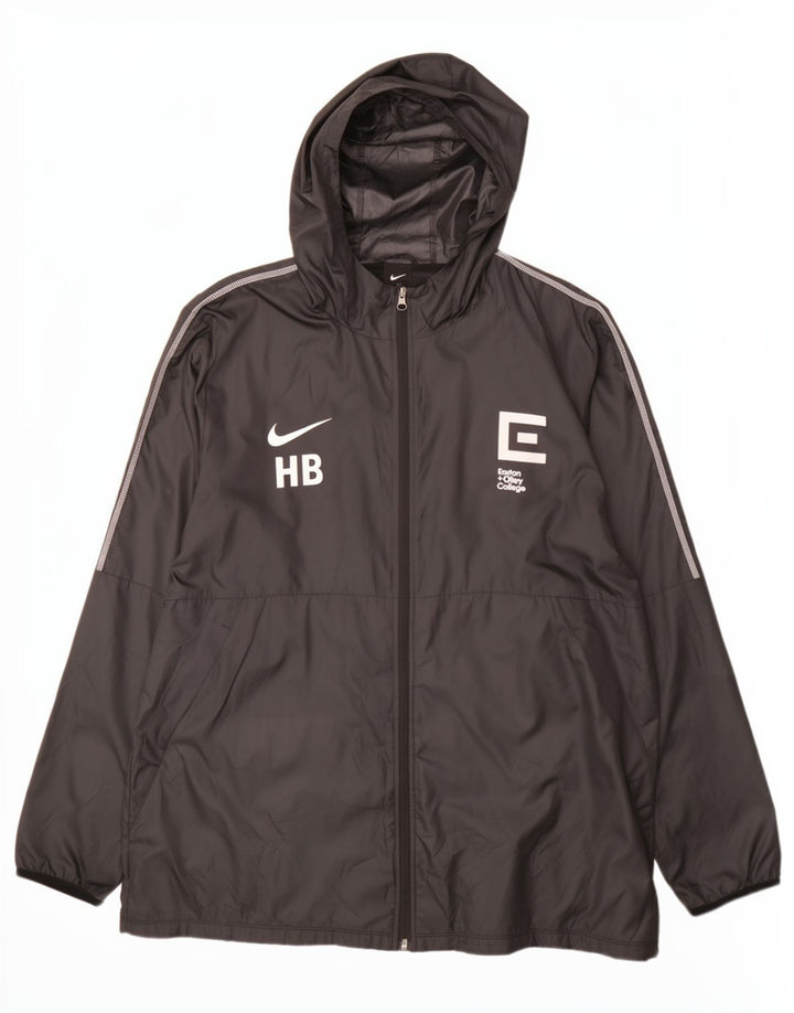 Nike Mens Graphic Hooded Rain Jacket UK 42 XL Black Polyester