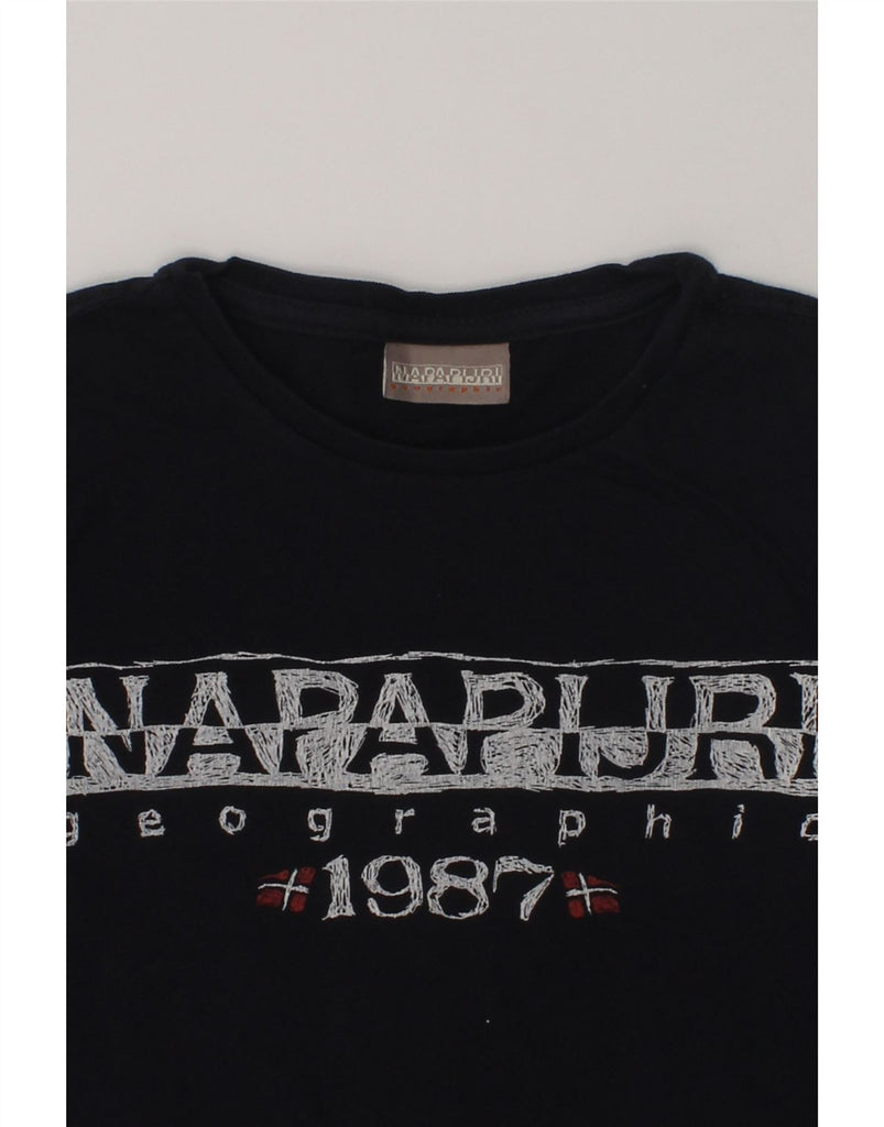 NAPAPIJRI Boys Graphic T-Shirt Top 7-8 Years Navy Blue Cotton | Vintage Napapijri | Thrift | Second-Hand Napapijri | Used Clothing | Messina Hembry 