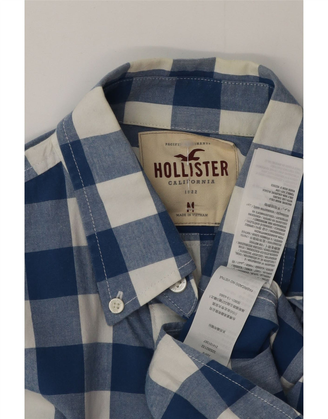 Hollister Mens Shirt Medium Blue Gingham Cotton