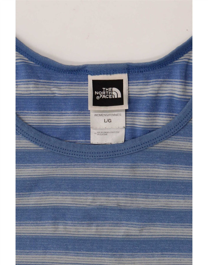 The North Face Womens T-Shirt Top UK 16 Large Blue Striped Polyester