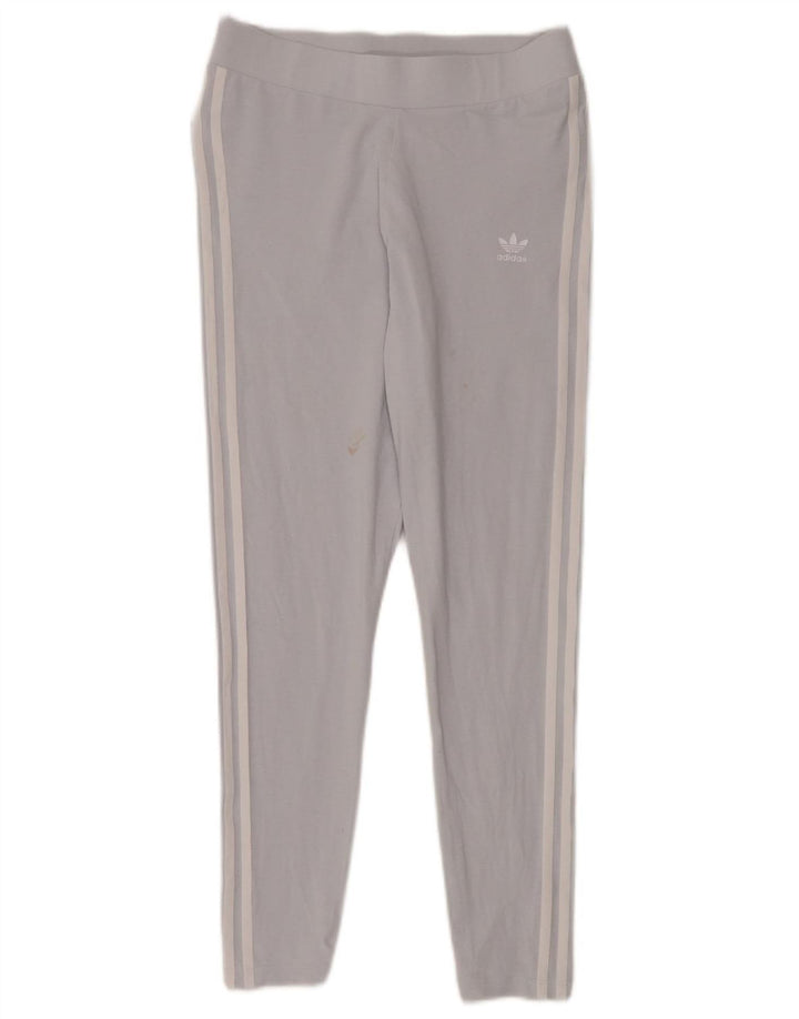 ADIDAS Womens Leggings UK 16 Large  Blue Cotton