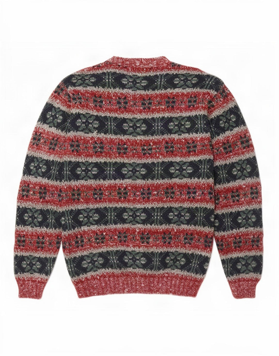 Vintage Mens Crew Neck Jumper Sweater Medium Multicoloured Fair Isle Wool