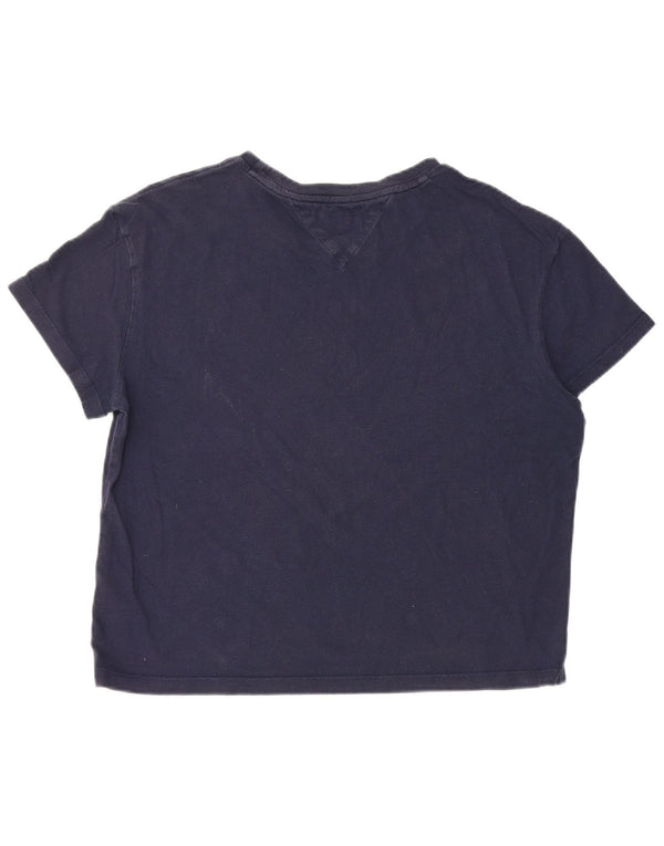 Tommy Hilfiger Womens Crop Graphic T-Shirt Top UK 14 Medium Navy Blue