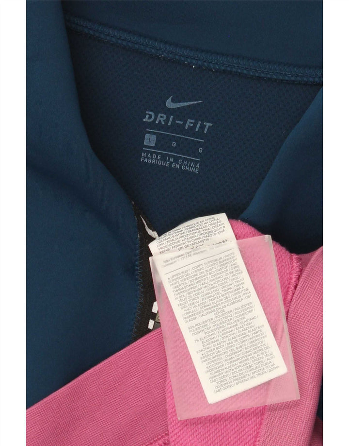 Nike Womens Dri Fit Graphic Pullover Tracksuit Top UK 16 Large Blue