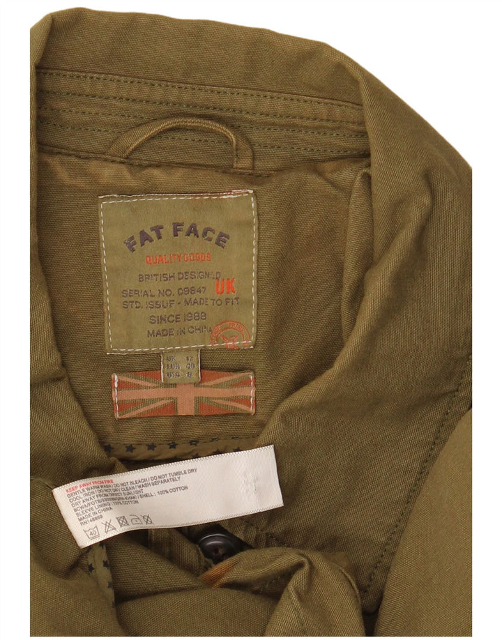 Fat Face Womens Military Jacket UK 12 Medium  Khaki Cotton