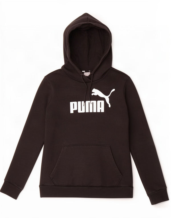Puma Womens Graphic Hoodie Jumper UK 6 XS Black Cotton