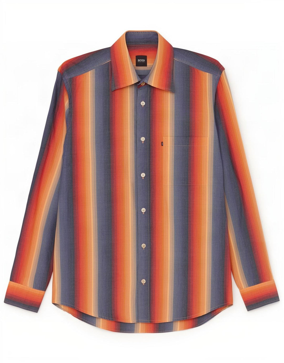 Hugo Boss Mens Shirt Medium Multicoloured Striped Cotton