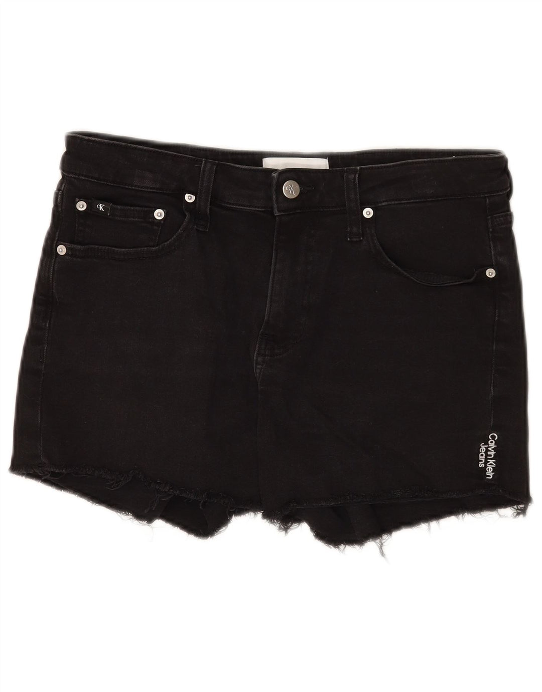 Calvin Klein Womens Denim Shorts W28 Medium  Black Cotton