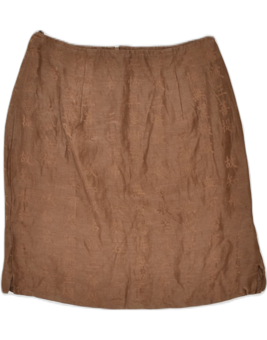 VINTAGE Womens Straight Skirt EU 36 Small Brown Geometric Silk | Vintage | Thrift | Second-Hand | Used Clothing | Messina Hembry 