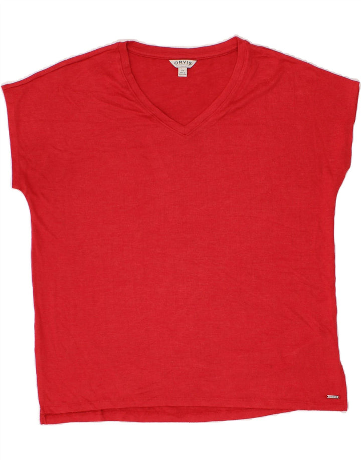 ORVIS Womens Oversized T-Shirt Top UK 16 Large Red Polyester Vintage Orvis and Second-Hand Orvis from Messina Hembry 