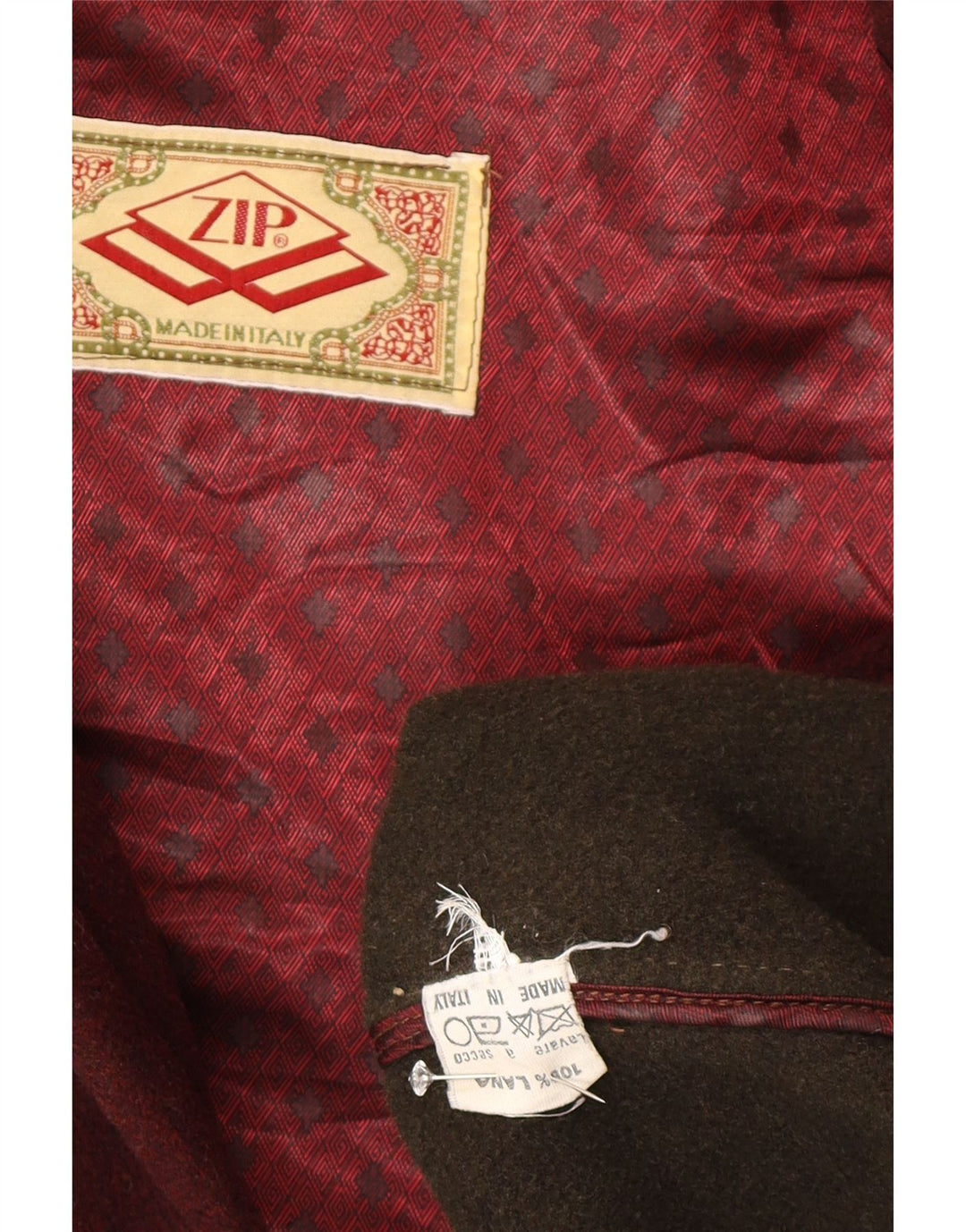 Zip Mens Hooded Duffle Coat IT 38 Medium Burgundy Wool