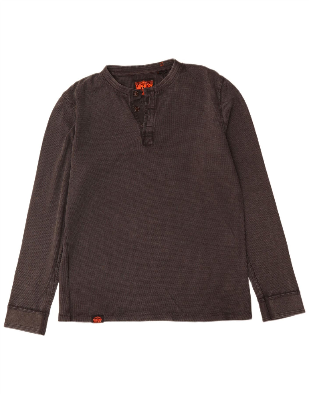 Superdry Mens Top Long Sleeve Large Grey Cotton