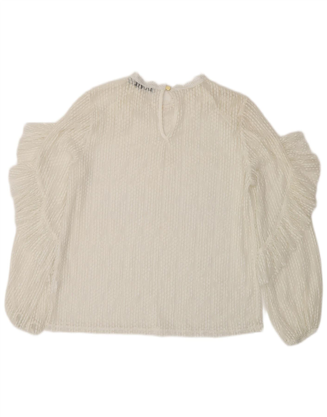 Oasis Womens Long Sleeve Lace See Through Top UK 14 Medium White