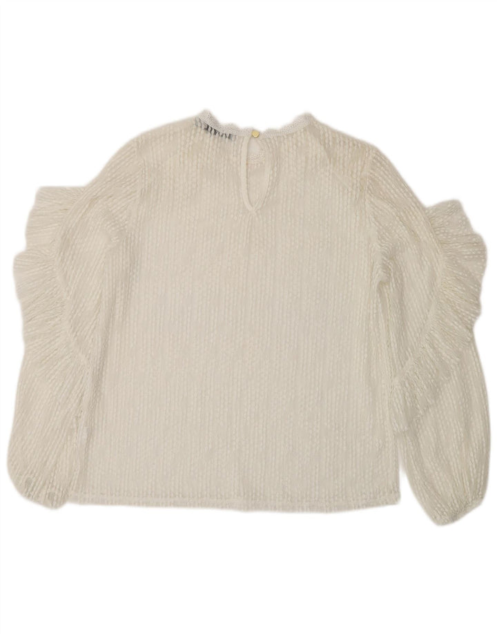Oasis Womens Long Sleeve Lace See Through Top UK 14 Medium White