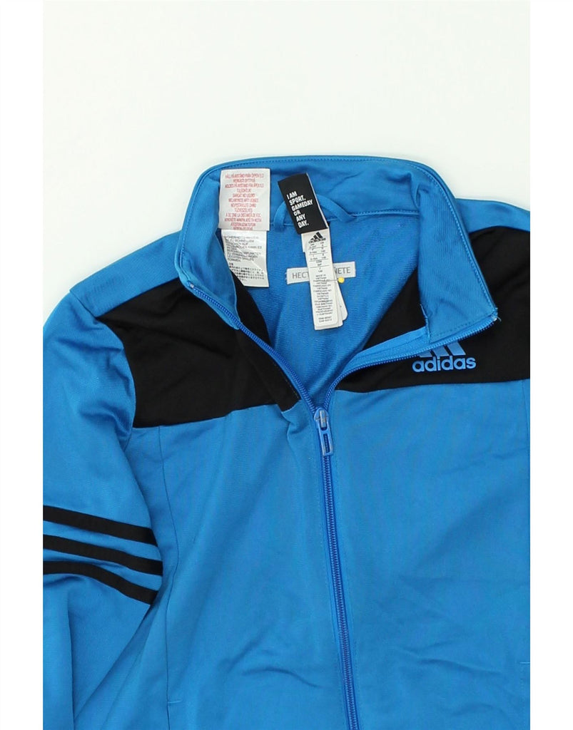 ADIDAS Boys Tracksuit Top Jacket 9-10 Years Blue Colourblock Polyester | Vintage Adidas | Thrift | Second-Hand Adidas | Used Clothing | Messina Hembry 