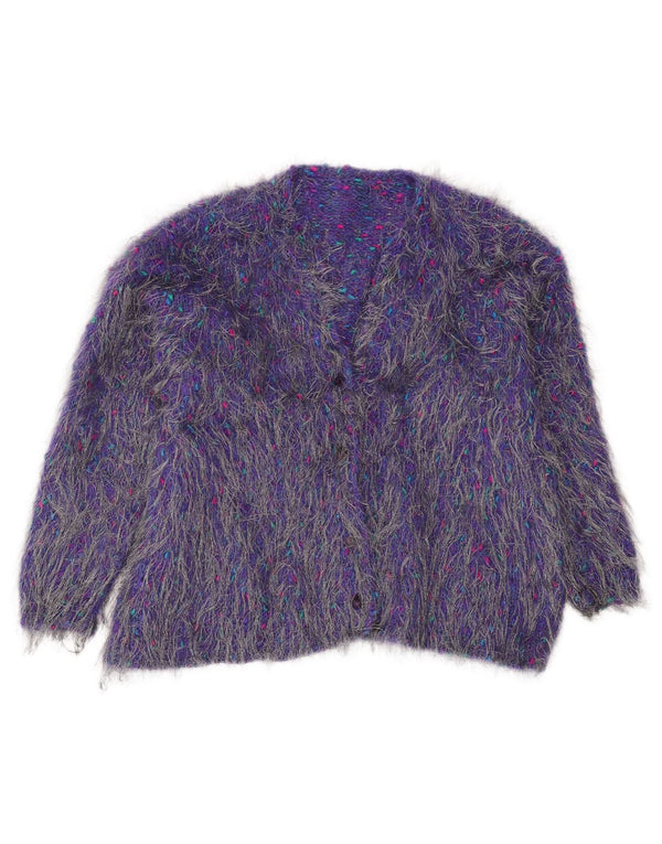 Vintage Womens Oversized Cardigan Sweater UK 18 XL Purple Flecked
