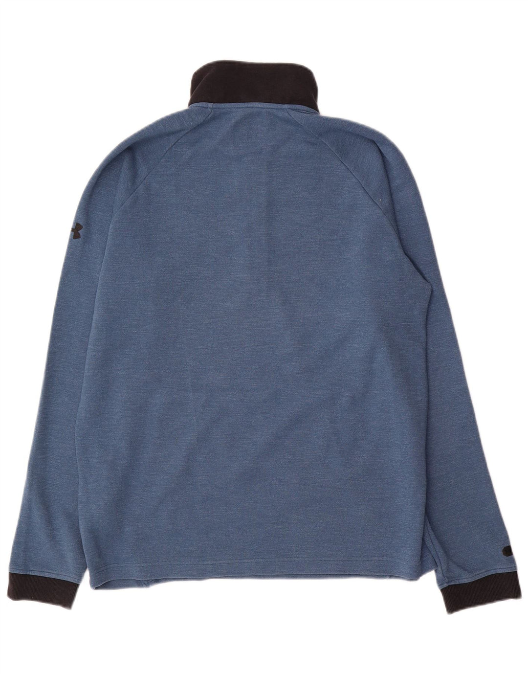 Under Armour Mens 1/4 Zip Top Long Sleeve Large Blue Colourblock Cotton