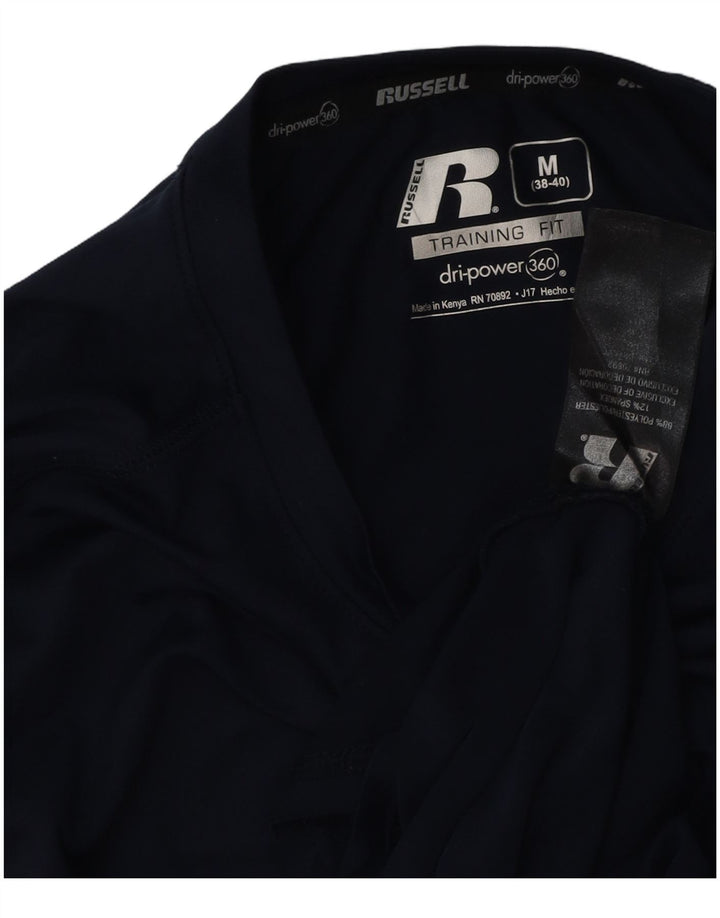 RUSSELL ATHLETIC Mens Top Long Sleeve UK 38/40 Medium Navy Blue Polyester