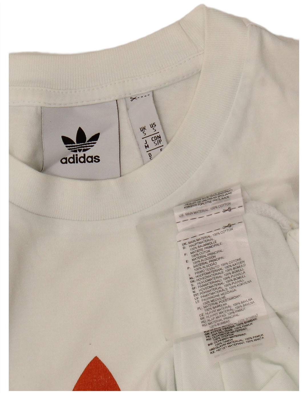 ADIDAS Mens Graphic T-Shirt Top Small Off White Cotton