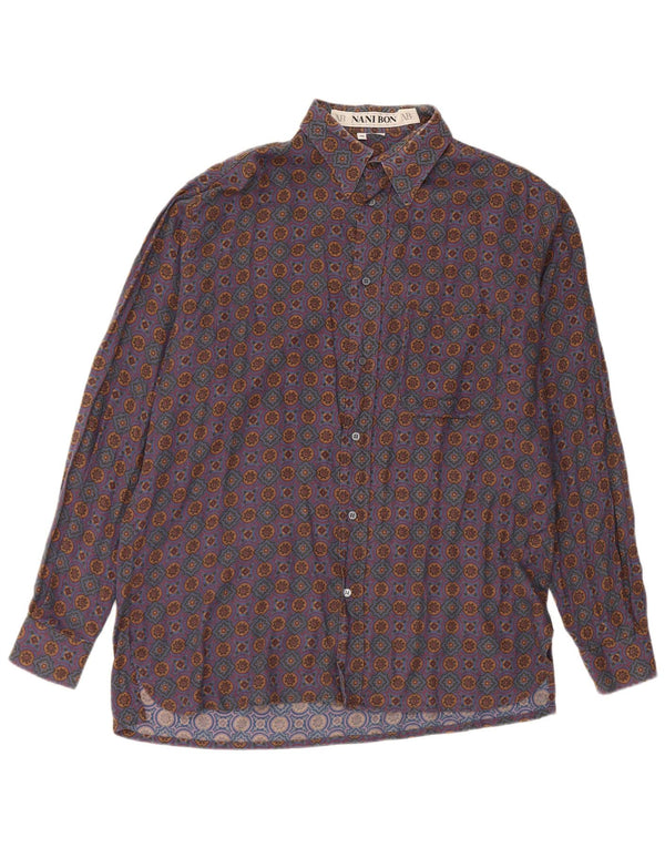 NANI BON Mens Shirt Size 40 Medium Blue Ikat