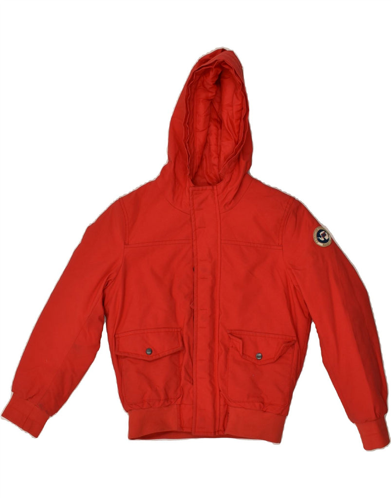 NAPAPIJRI Boys Hooded Bomber Padded Jacket 7-8 Years Red Polyester | Vintage Napapijri | Thrift | Second-Hand Napapijri | Used Clothing | Messina Hembry 