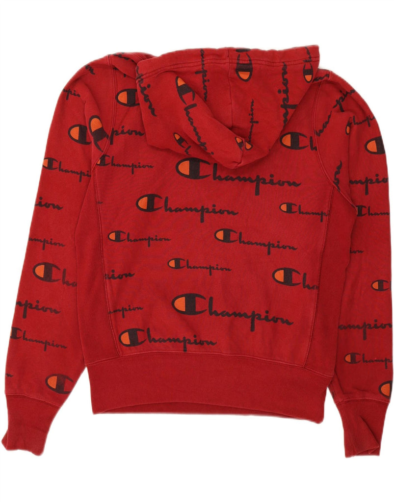 CHAMPION Mens Graphic Hoodie Jumper Small Red Cotton Vintage Champion and Second-Hand Champion from Messina Hembry 