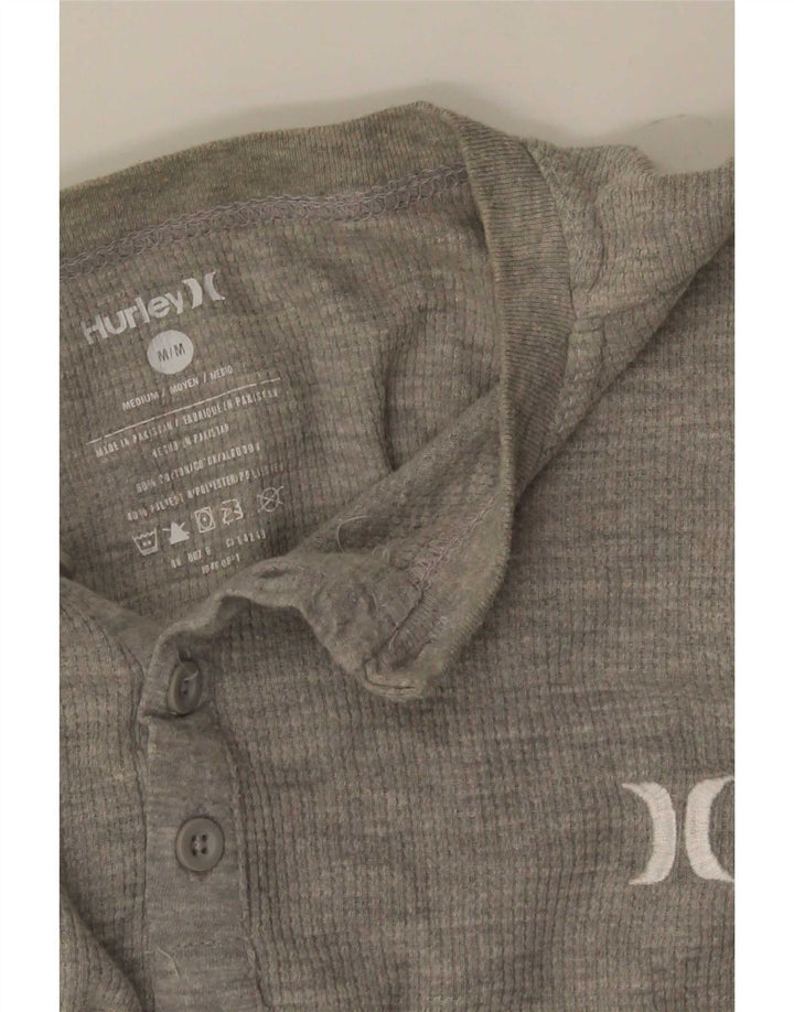 Hurley Mens T-Shirt Top Long Sleeve Medium Grey Cotton