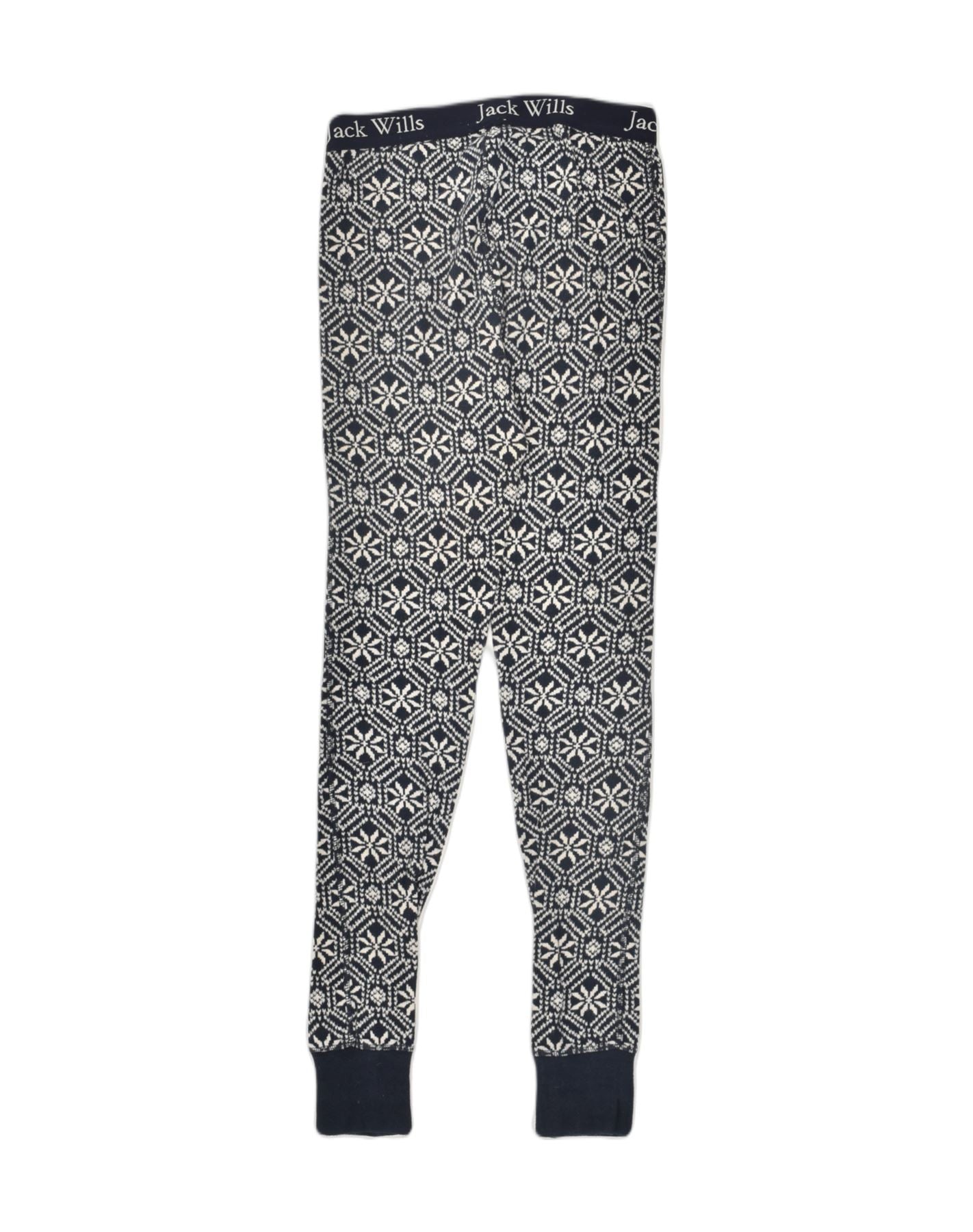 JACK WILLS Womens Leggings UK 8 Small Navy Blue Fair Isle Cotton, Vintage  & Second-Hand Clothing Online