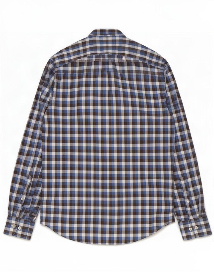 Gant Mens Flannel Shirt Small Navy Blue Gingham Cotton