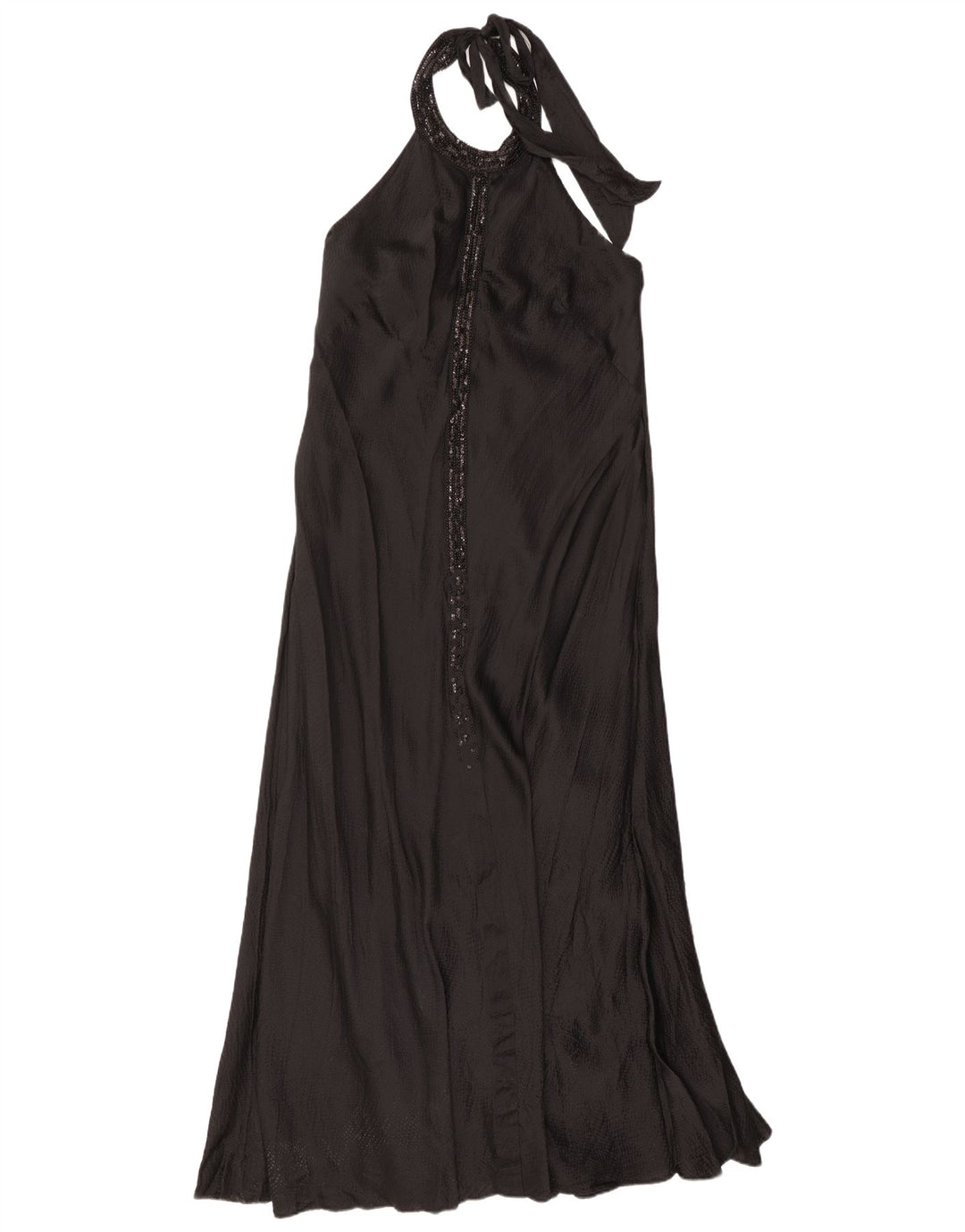 Monsoon Womens Maxi Halter Dress UK 16 Large Black Silk