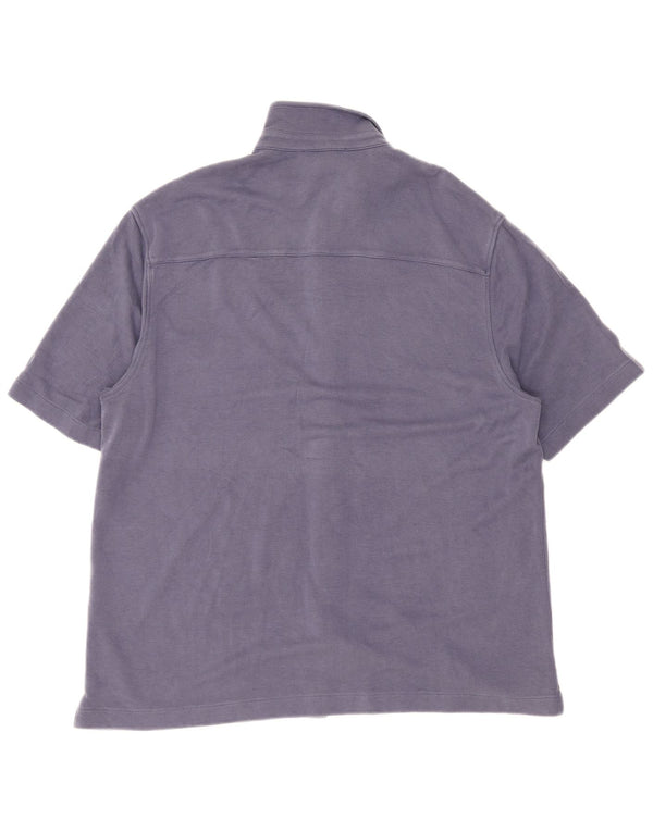 Cos Mens Short Sleeve Shirt Large Navy Blue Lyocell