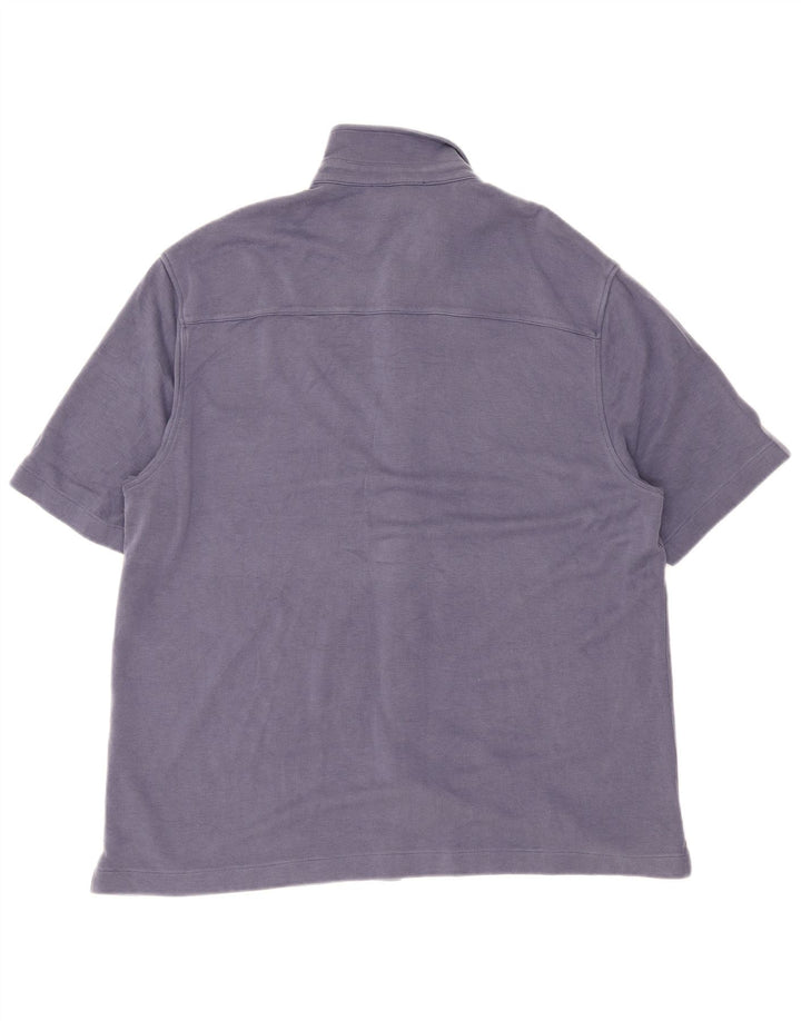 Cos Mens Short Sleeve Shirt Large Navy Blue Lyocell