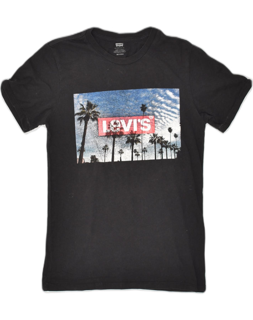 LEVI'S Womens Graphic T-Shirt Top UK 6 XS Black Cotton | Vintage Levi's | Thrift | Second-Hand Levi's | Used Clothing | Messina Hembry 