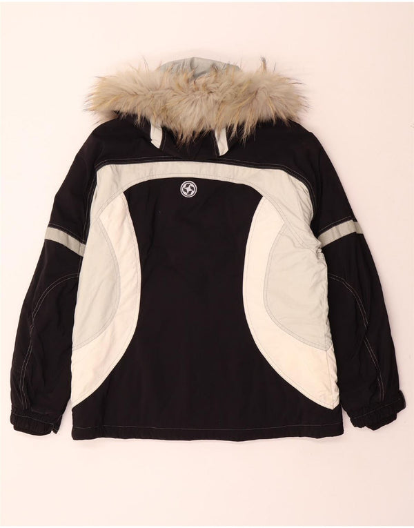 COLMAR Mens Hooded Ski Jacket IT 50 Medium Black Colourblock Nylon