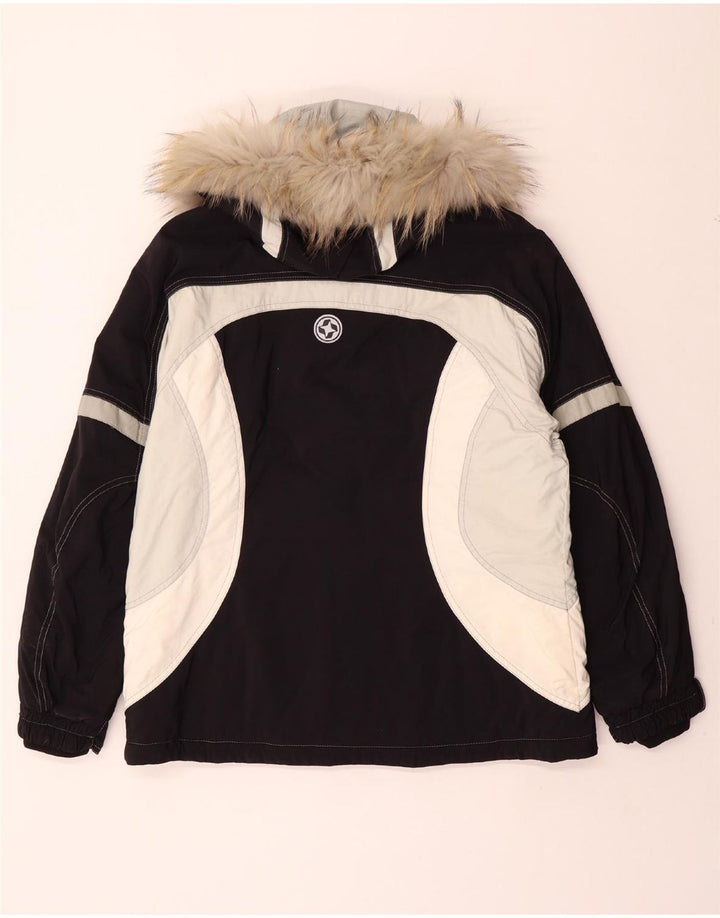 COLMAR Mens Hooded Ski Jacket IT 50 Medium Black Colourblock Nylon