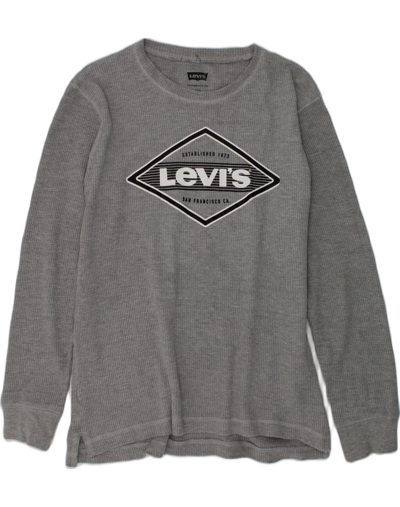 LEVI'S Boys Graphic Top Long Sleeve 15-16 Years Grey Cotton | Vintage Levi's | Thrift | Second-Hand Levi's | Used Clothing | Messina Hembry 