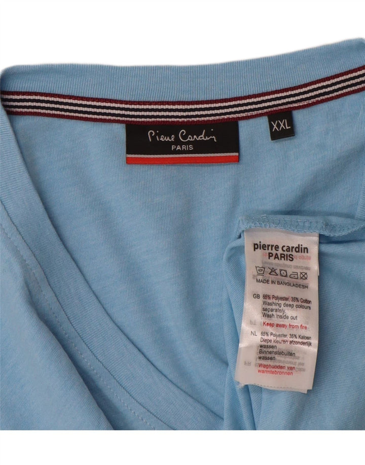 Pierre Cardin Mens T-Shirt Top 2XL Blue Polyester