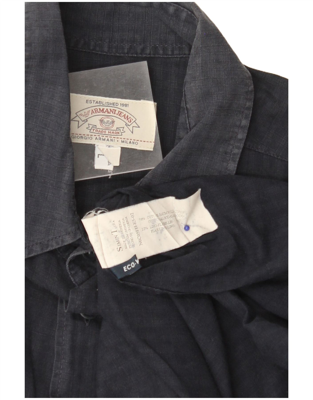 ARMANI JEANS Mens Shirt Large Navy Blue Pinstripe Cotton