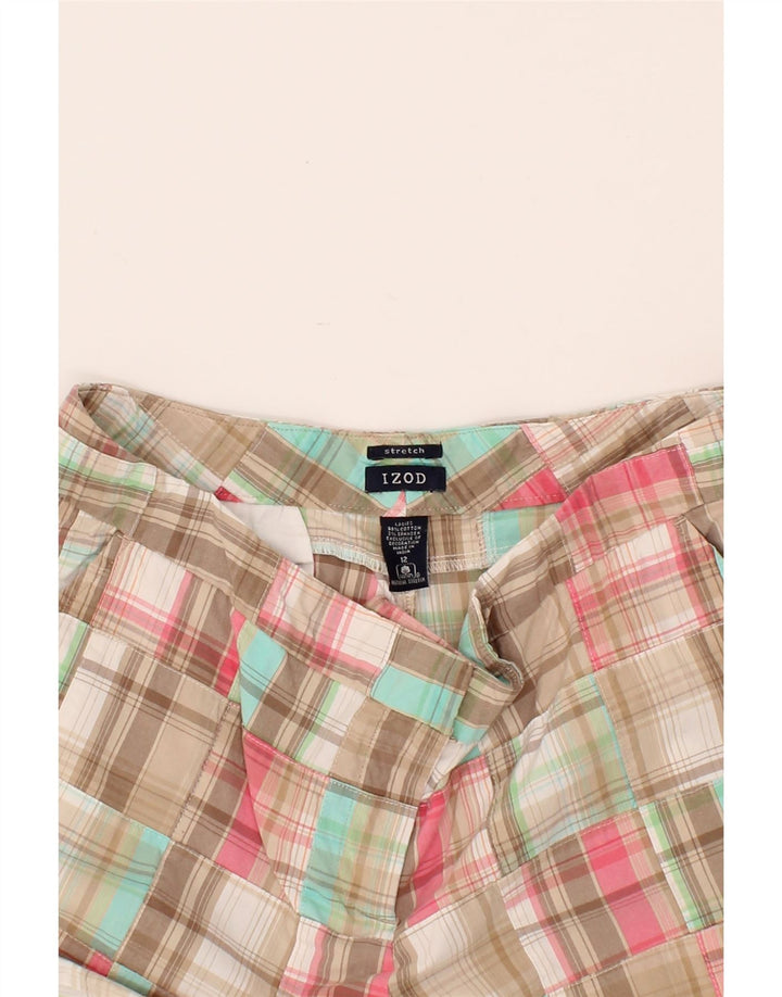 IZOD Womens Chino Shorts US 12 Large W34 Beige Check Cotton Vintage Izod and Second-Hand Izod from Messina Hembry 